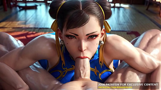 3D-анимация: Чун-Ли из Street Fighter — откровенный минетик и полный Нельсон, хентай без цензуры, ИИ-порно