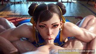 3D-анимация: Чун-Ли из Street Fighter — откровенный минетик и полный Нельсон, хентай без цензуры, ИИ-порно