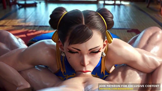 3D-анимация: Чун-Ли из Street Fighter — откровенный минетик и полный Нельсон, хентай без цензуры, ИИ-порно
